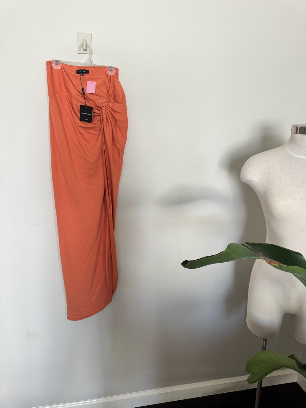 JLUXLABEL Orange Twist-Waist Maxi Skirt